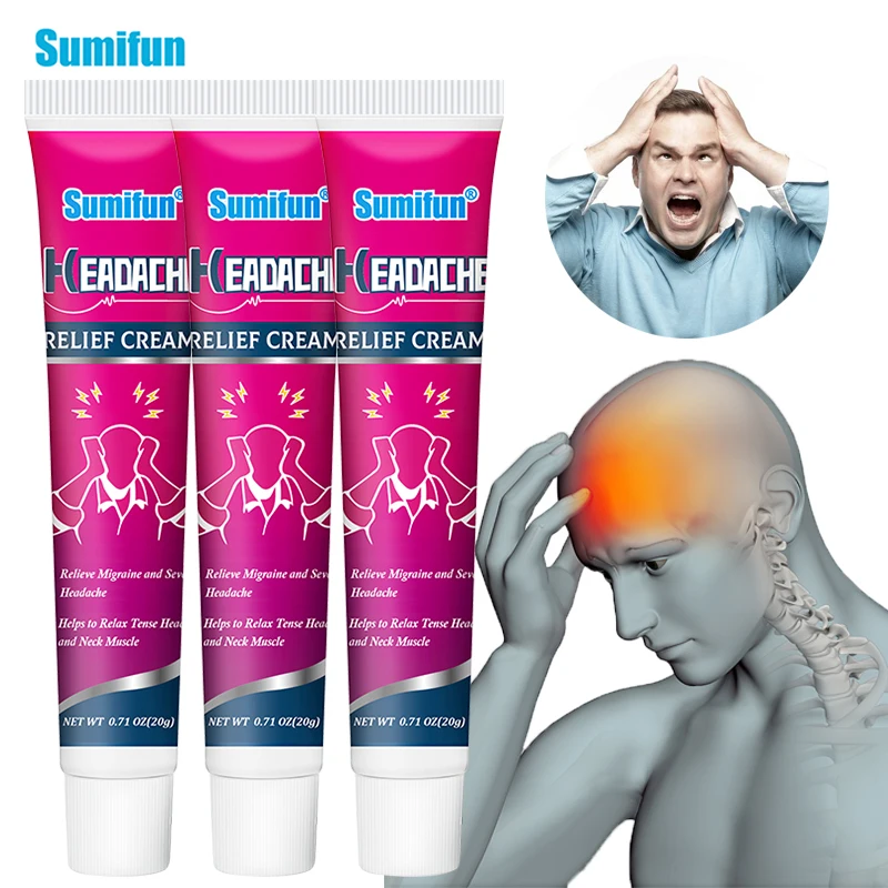 

1/3Pcs Sumifun Hot Headache Relief Cream Migraine Treatment for Relax Nerve Soothing Pain Dizziness Refreshing Medical Ointment