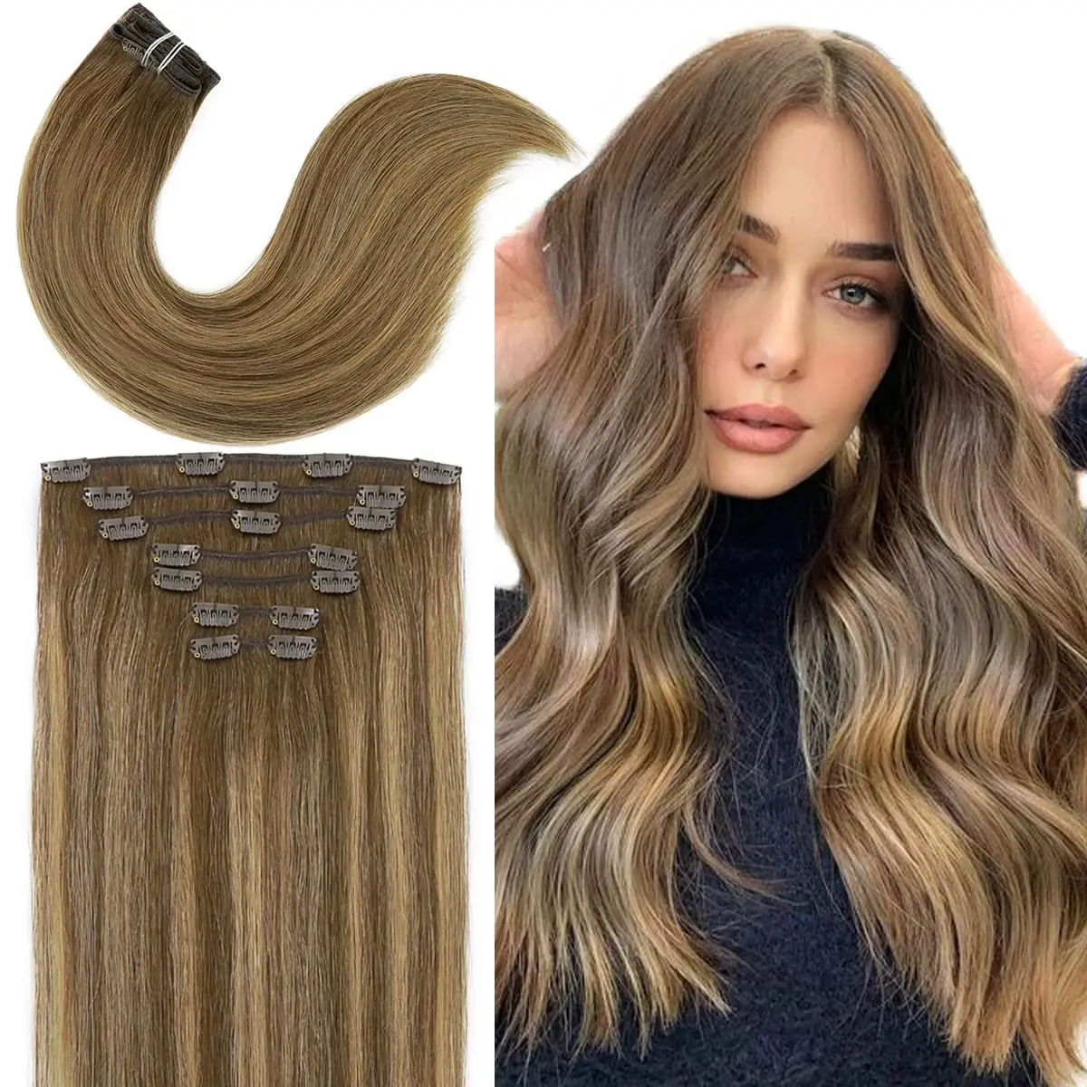 Scheherezade Clip In Hair Extensions Human Hair For women Brazilian Remy Straight Hair Natural Extension Hair Clip Human Hair