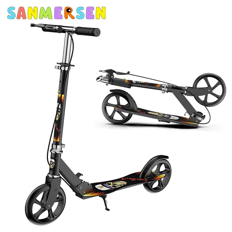 

Foldable Kick Scooter for Adult Kids 76-104cm 4 Adjustable Height Portable Mobility Foot Scooters Load Bearing 150kg