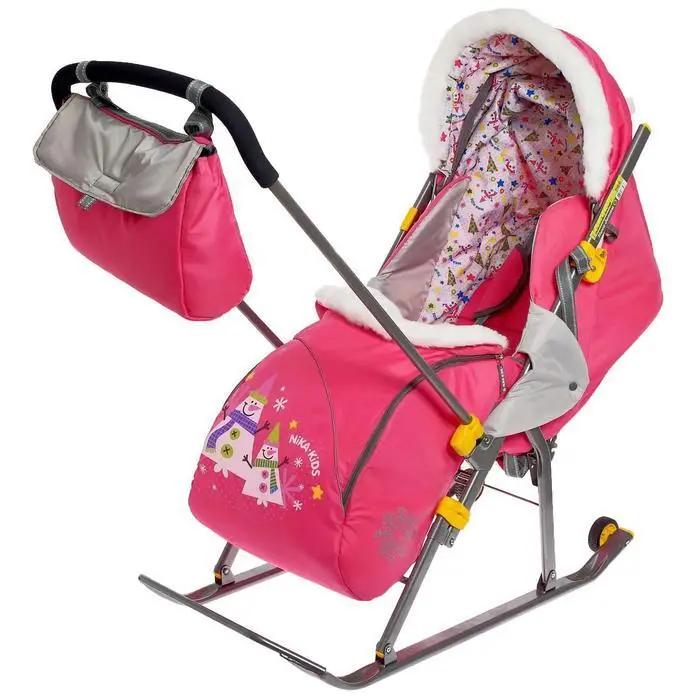 Санки коляска &quotНика детям 6&quot цвет розовый |