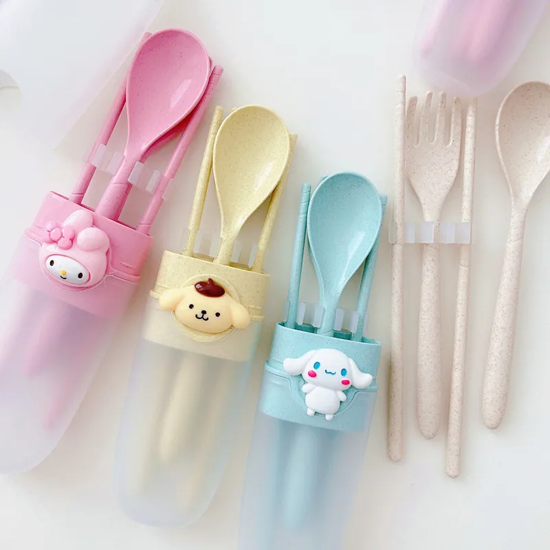 Новый экологичный портативный набор столовых приборов Kawaii Mymelody Kuromi Cinnamoroll из