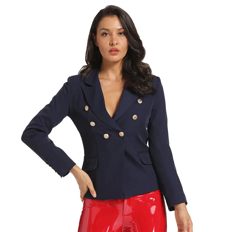 

BEVENCCEL 2021 New Autumn Winter Blazer Double Breasted Casual Women Jacket Coat Outerwear Women Blazer