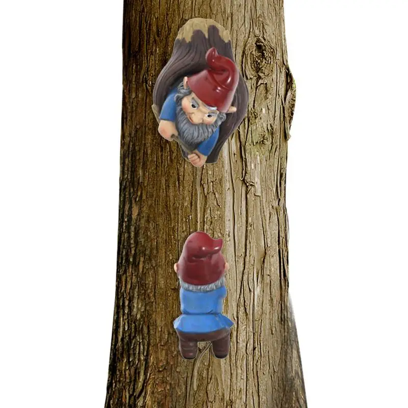 Funny Resin Garden Gnome Statue Handpainted Naughty Dwarfs Climbing Tree Figurines Lovely Crafts Garden Decoration Novelty Gifts