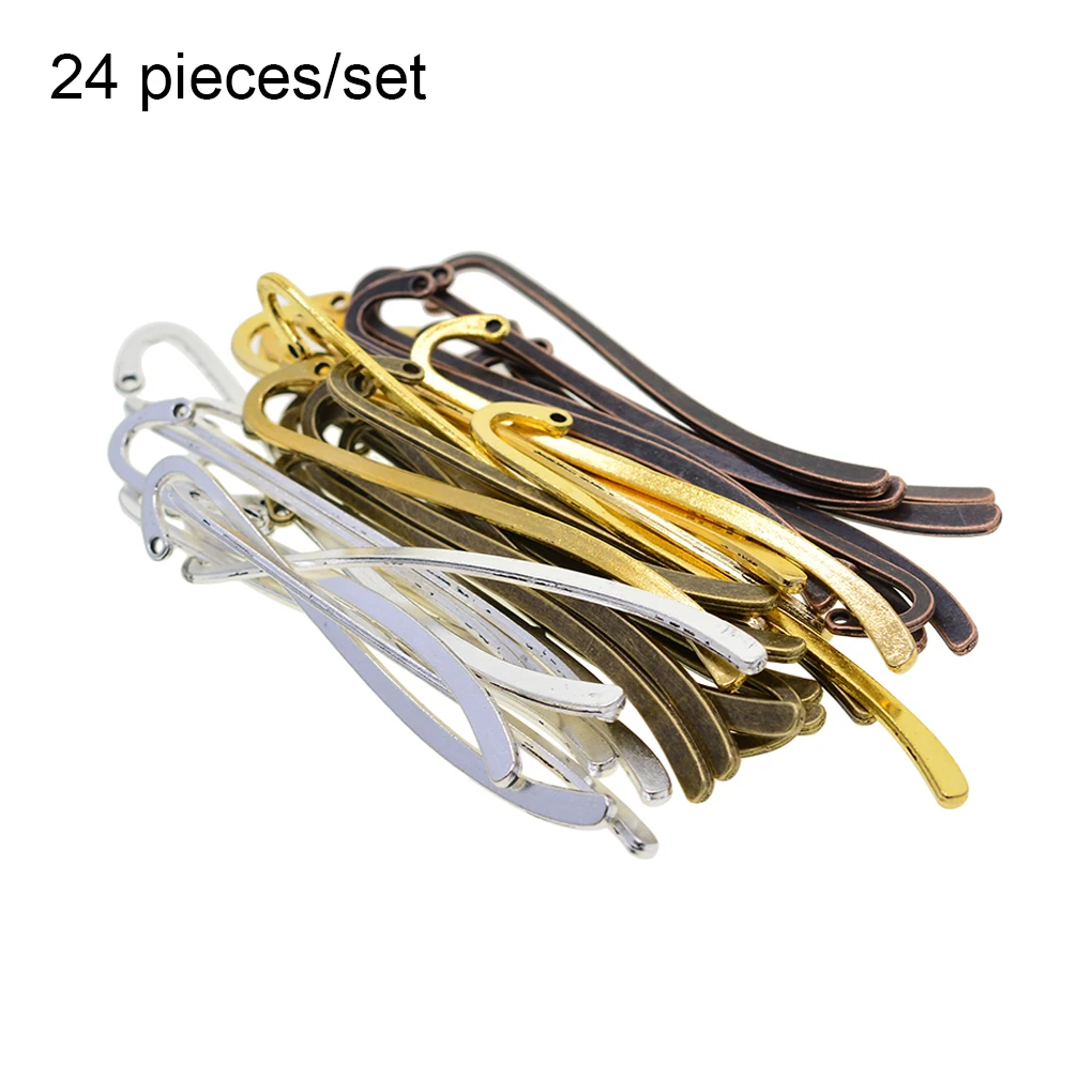

24 Pieces Hook Bookmark Zinc Alloy Jewelry Findings Hairpin Making Retro Bookmarks Crafts Homemade Accessories