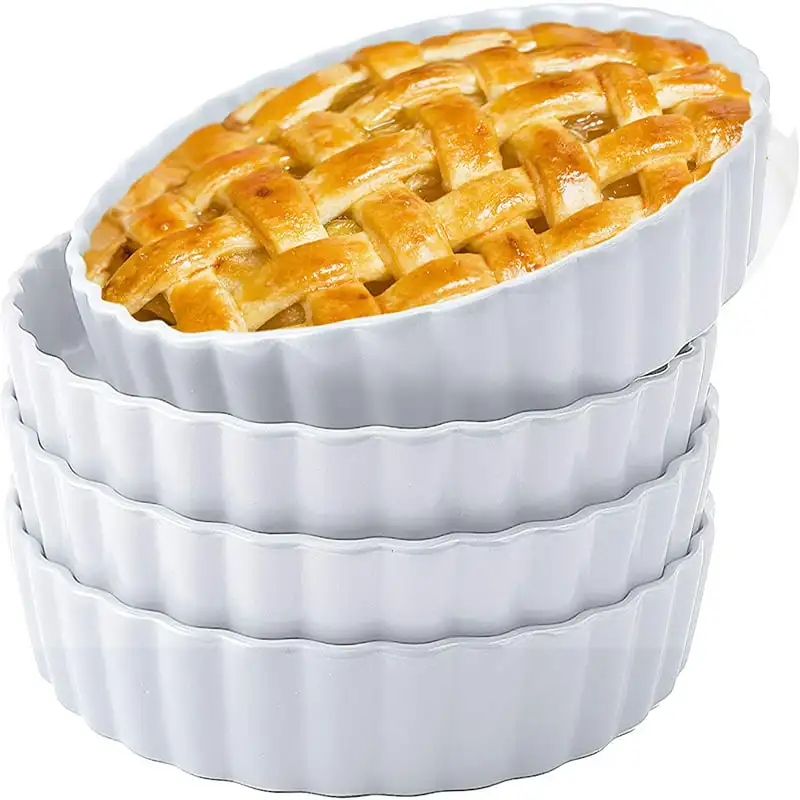 

" Matte Ceramic 10" Pie Pans Set of 4 - Oven-to-Table Quiche Bakeware Dish Jewelry organizer Jewelry box Storage box Storage dra