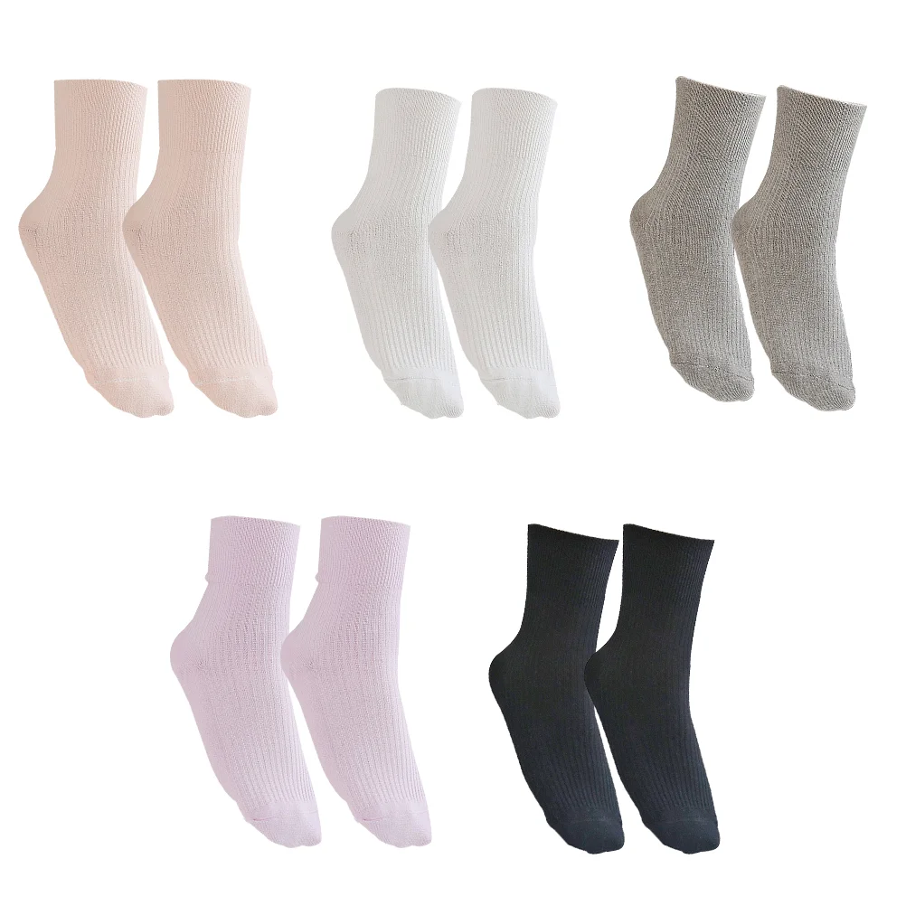 

5 Pairs Men Stocking Calf Length Socks Women Cushioned Socks Non Socks Non Binding Cotton Crew Socks Women Knit Crew Socks