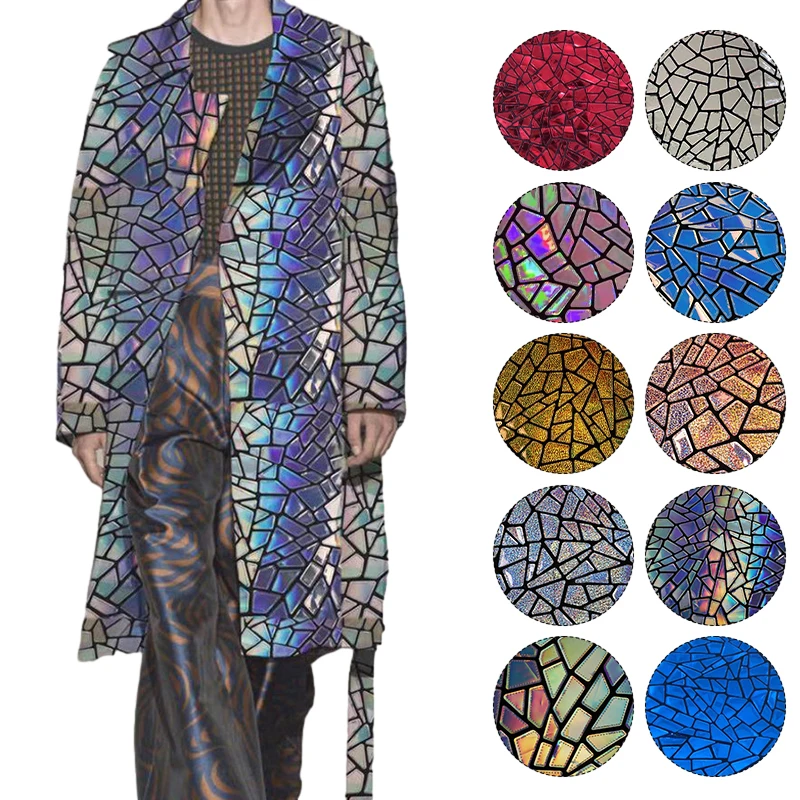 1 ярд красочные Лазерные Блестки полиэстер бархатная ткань геометрические