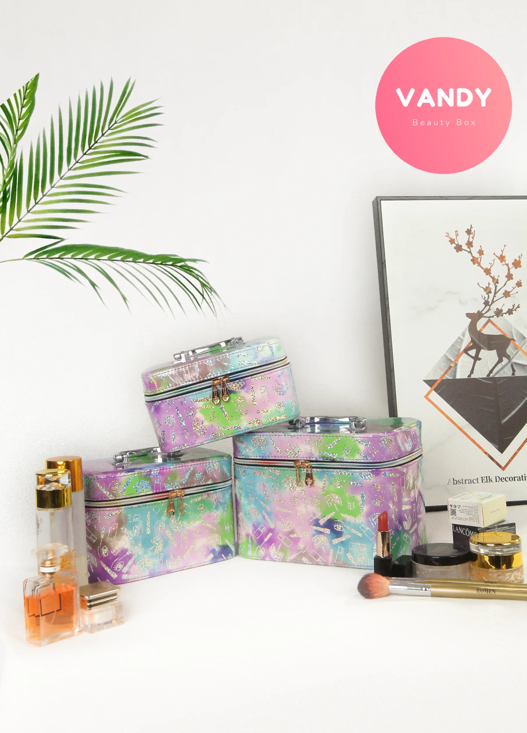 

2022 Color ins Style Cosmetic Case Trendy Bag for women Home Travel Must-Have Storage Three-Piece