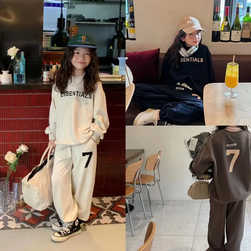 

Children'S Clothing Autumn New Letter Sports Suit Casual Versatile Two-Piece Boys And Girls Fashionable Loose High Quality