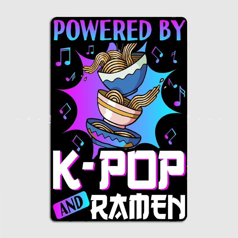 

K Pop And Ramen Hallyu Funny Korean Metal Sign Club Home Garage Club Create Garage Decoration Tin Sign Poster