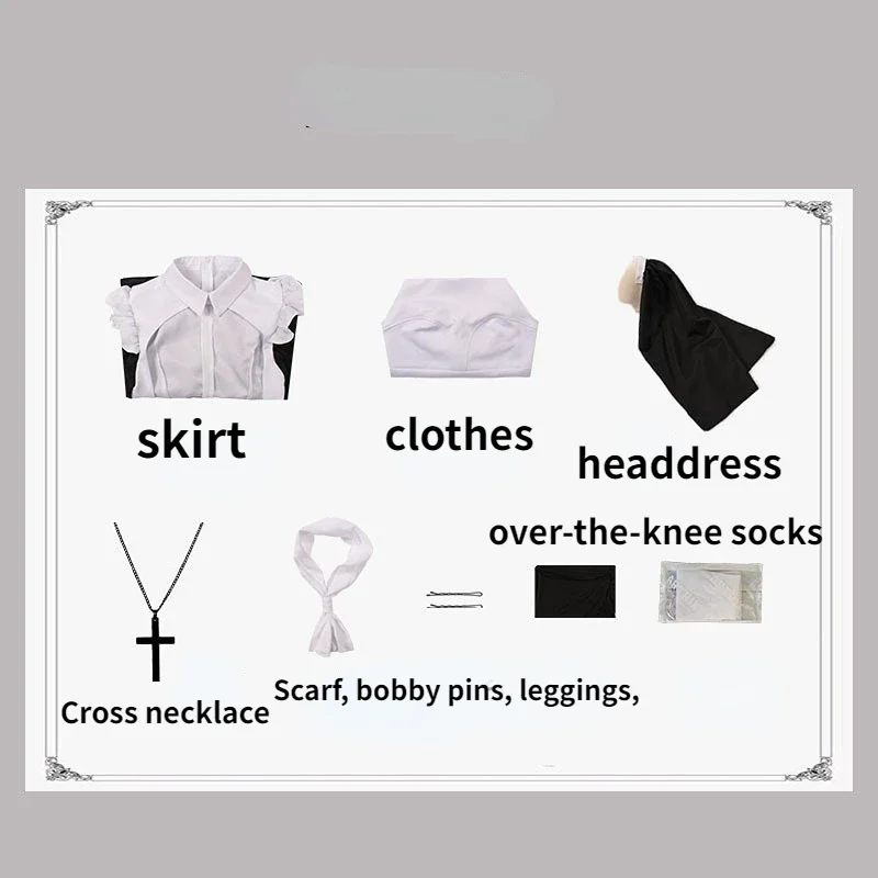 Аниме Косплей монахиня Сексуальная Униформа США черное платье Хэллоуин