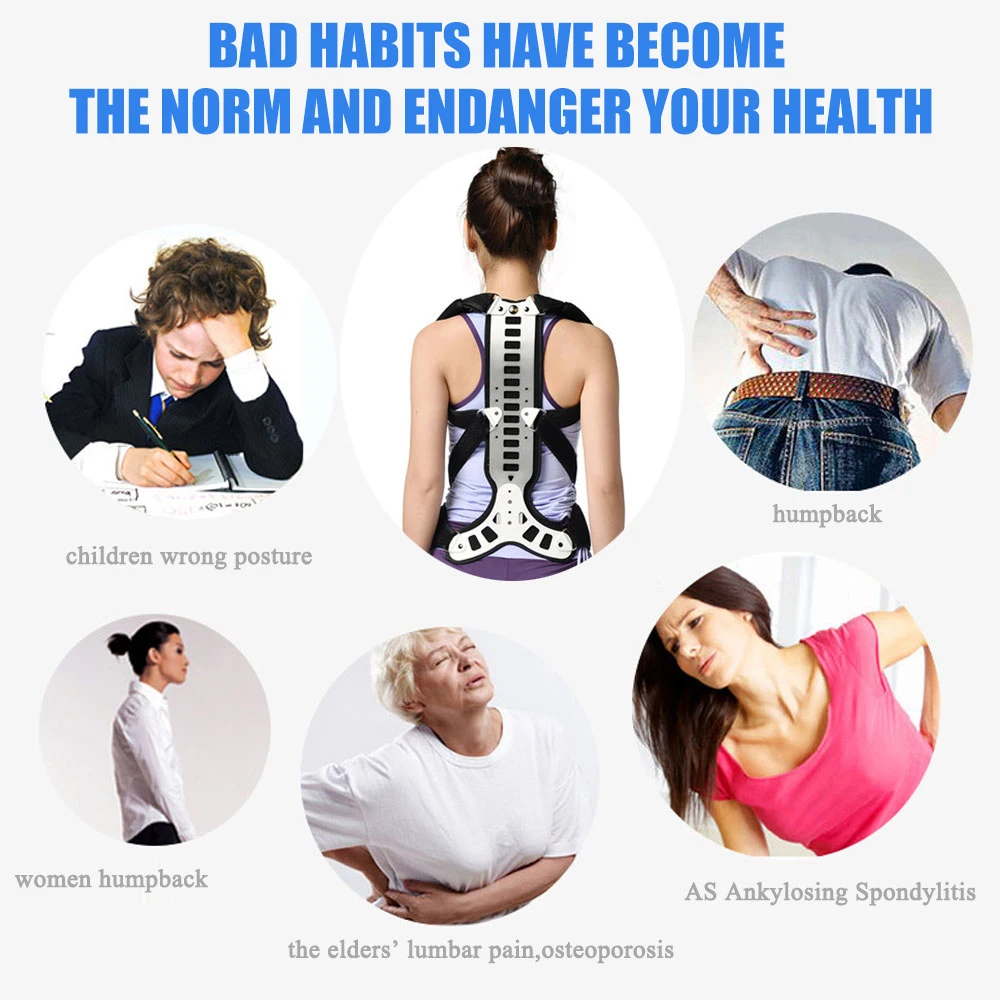 Корректор осанки спины Регулируемый поддерживающий бандаж улучшает осанку и