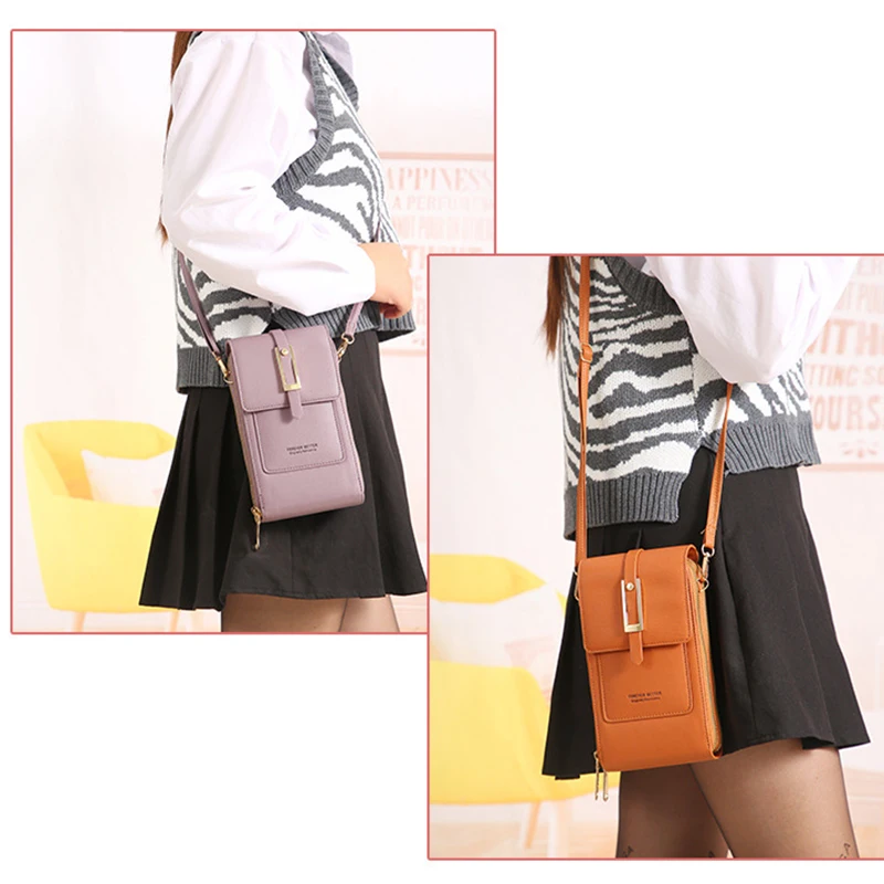 Brand Designer Screen Touch Shoulder Bags Women PU Leather Phone Messenger Bags Ladies High Quality New Fashion Handbags Female