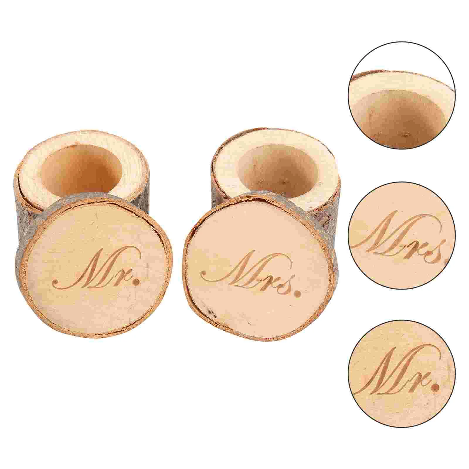 

1 Pair Ring Cases Ring Boxes Rustic Box Ring Bearer Box Gift Favor for Engagement Wedding
