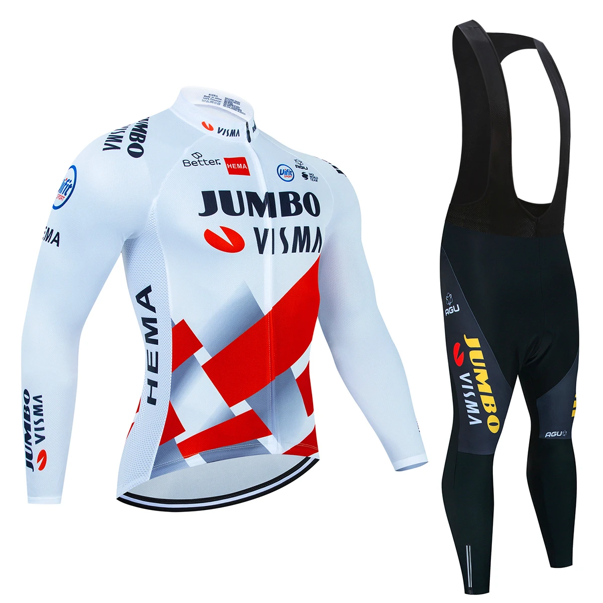 

Team Jumbo Visma 2022 Cycling Jersey Set Men France Tour Winter Clothing Long Sleeve Bike Thermal Jacket Suit MTB Ropa Ciclismo