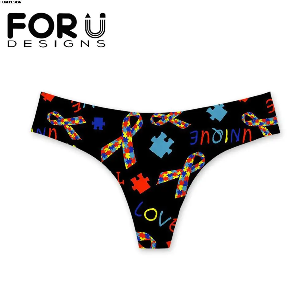 

FORUDESIGNS, модные эластичные трусики с 3D-принтом-пазлом для женщин, сексуальное бесшовное нижнее белье для женщин