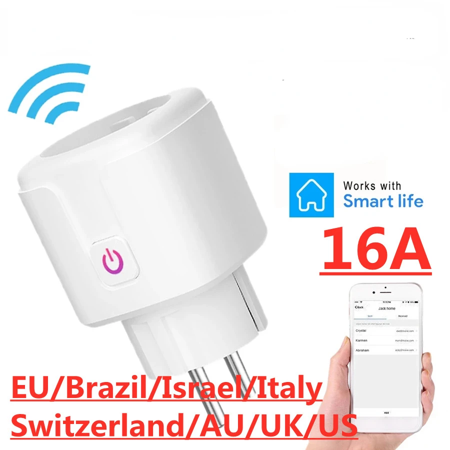 

NEW IN Plug WiFi Socket EU Brazil 16A Power Monitor Timing Function SmartLife APP Control Works With Alexa Google Assistant
