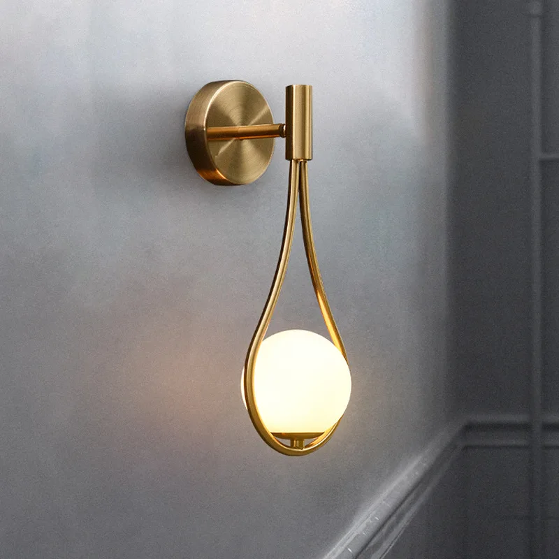 Modern Glass Ball Wall Sconce Light Fixture Bedroom Bedside Home Decoration Living Room Gold Lighting Lamp Indoor Free Shipping