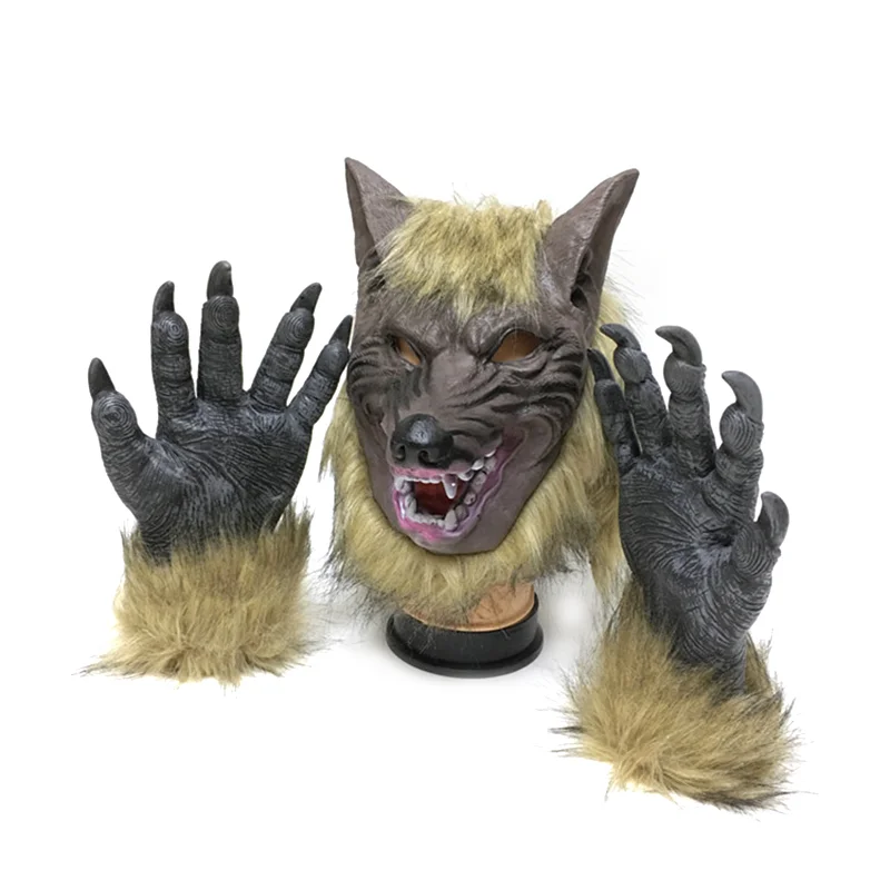 

Creepy Full Wolf Latex Headgear and Wolf Claws Theater Prop Crazy Costume Party Horror Nights