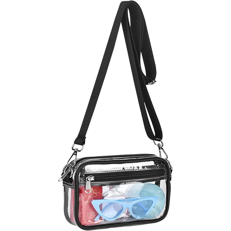 Transparent crossbody small square bag detachable shoulder strap storage bag Waterproof Wallet Sports Casual visible Purse