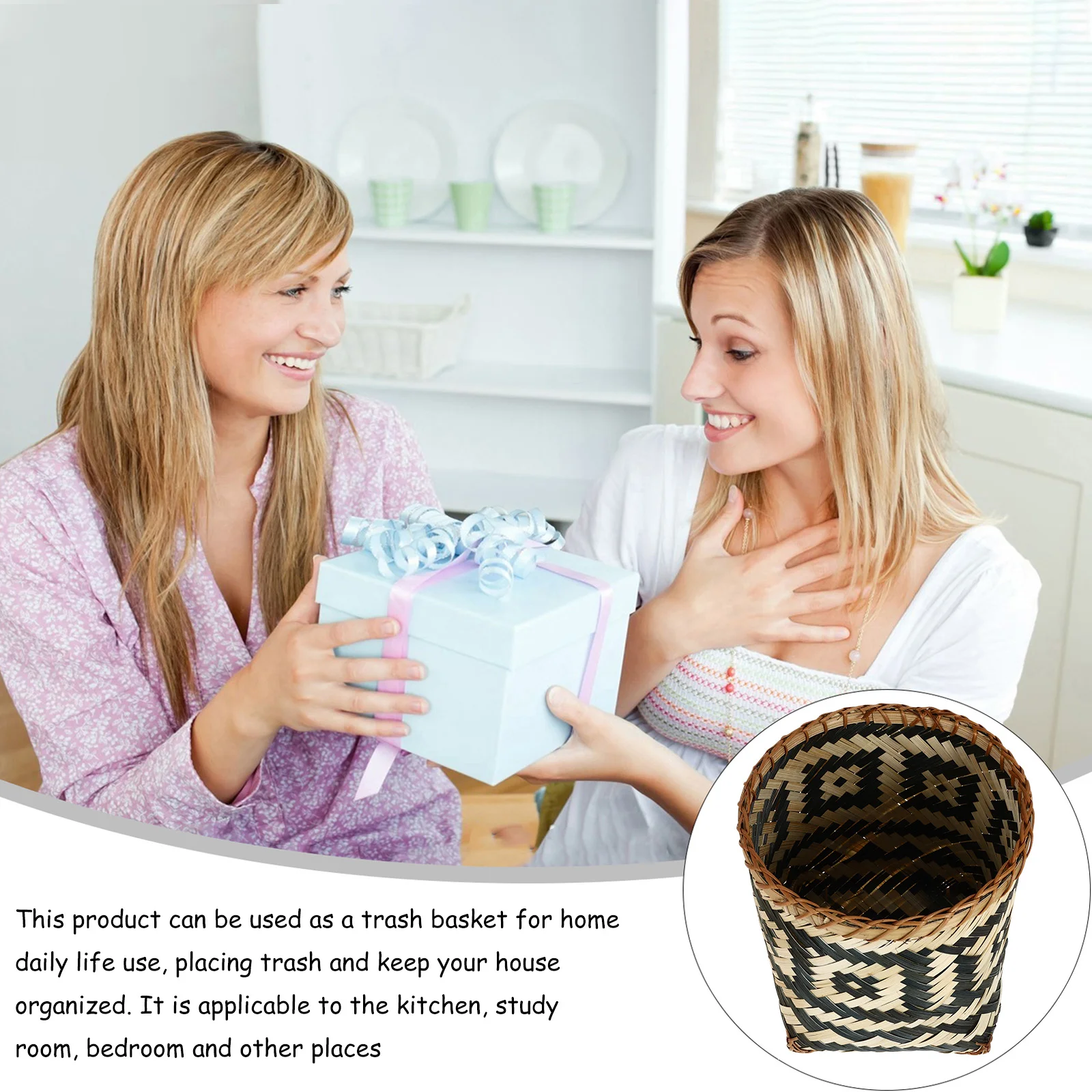 

Basket Can Trash Woven Waste Wicker Rattan Bin Storage Garbage Laundry Bamboo Baskets Paper Flower Bathroom Wastebasket Seagrass