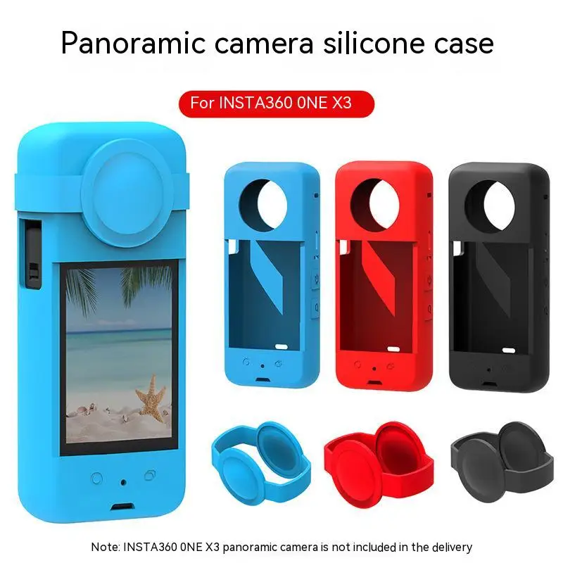 

For Insta360 X3 silicone protective case, shadowstone panoramic camera body protective case, lens cap accessories