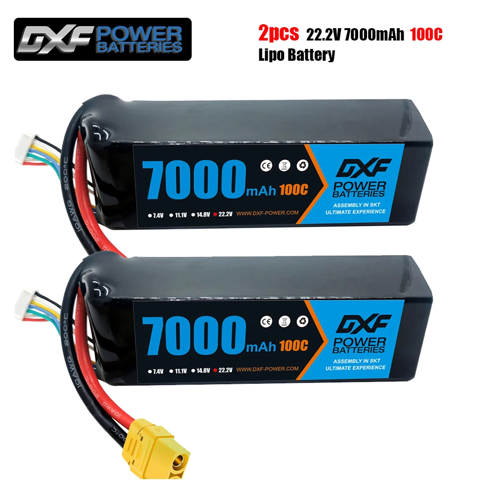 2PCS DXF 7.4V 11.1V 15.2V 14.8V 22.2V 2S 3S 4S 6S 5200Mah 6300Mah 6500mAh 6200mAh 6750mAh 8000mAh 7000mAh Lipo Batteries for car