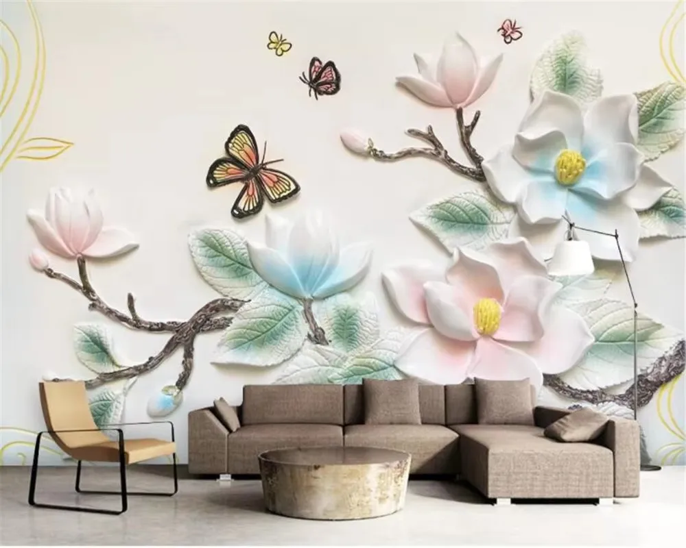 geometry butterfly orchid ball photo wallpaper 3D living room bedroom TV background wall Custom relief mural papel tapiz