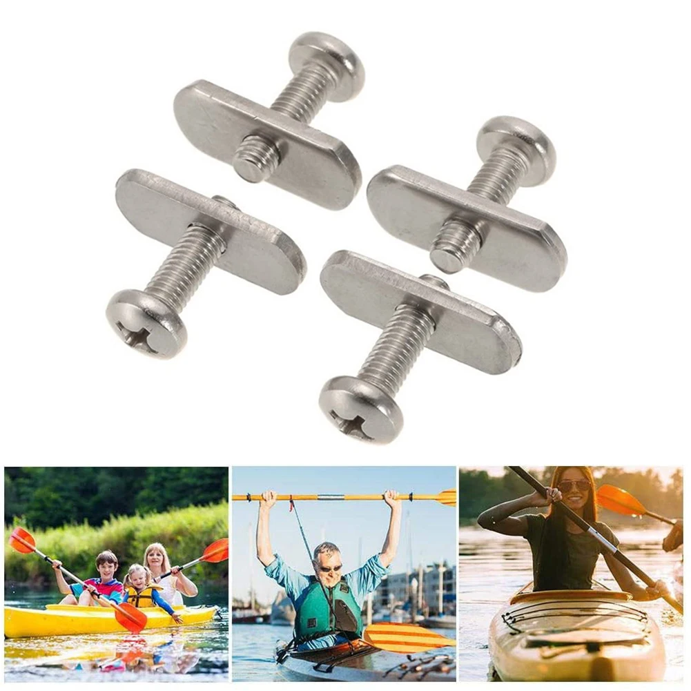 

4Pcs Stainless Steel Kayak Screws Nuts Hardware for Rail Canoe Kayak Racing Fishing Boat Accessories Track Mounting System