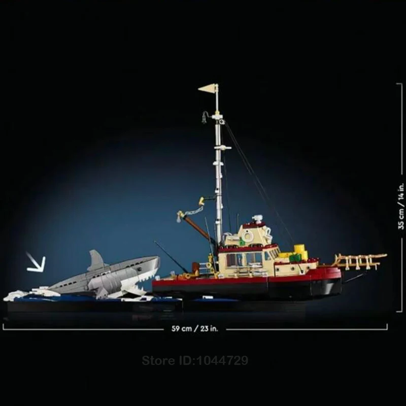 Новинка 2024 21350 диорама лодка акула пиратский корабль строительные блоки модель