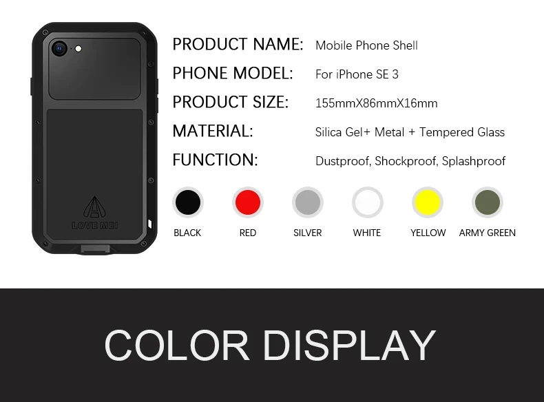 Love Mei For Apple Iphone Se 3 Se3 2022 Metal Aluminum Armor Shockproof Heavy Duty Case Protective Cover