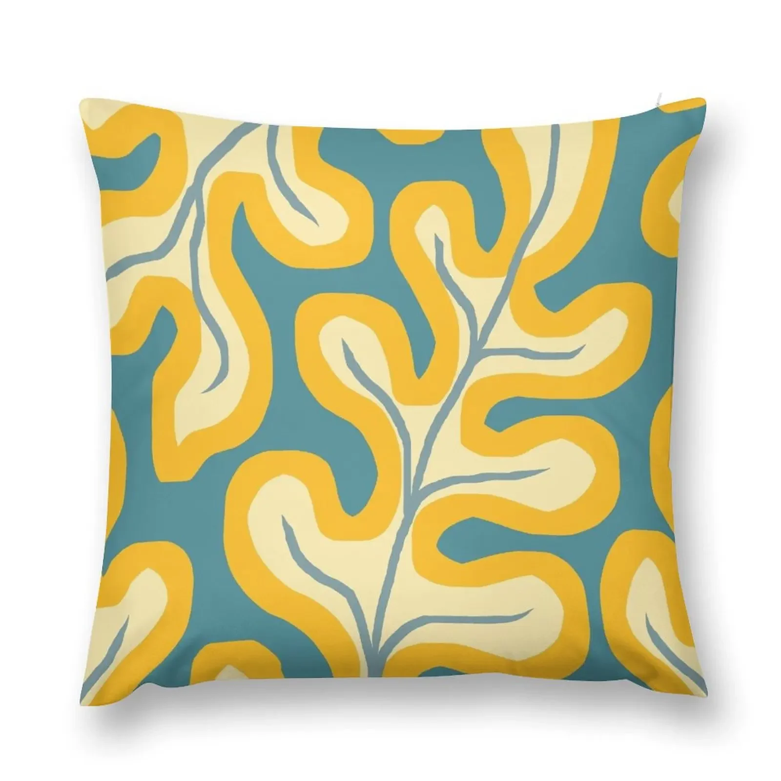 Современные листья гигге в желтом и синем декоративной подушке аниме-подушки