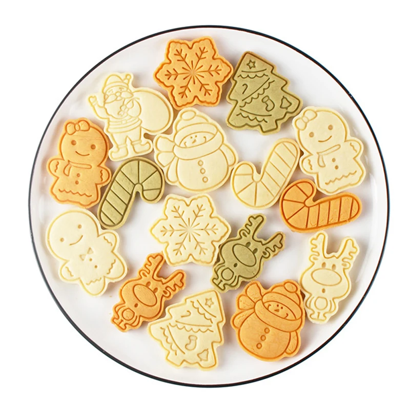 8 Pcs/Set DIY Cartoon Biscuit Mould Christmas Cookie Cutters ABS Plastic Baking Mould Cookie Tools Cake Decorating Tools images - 6