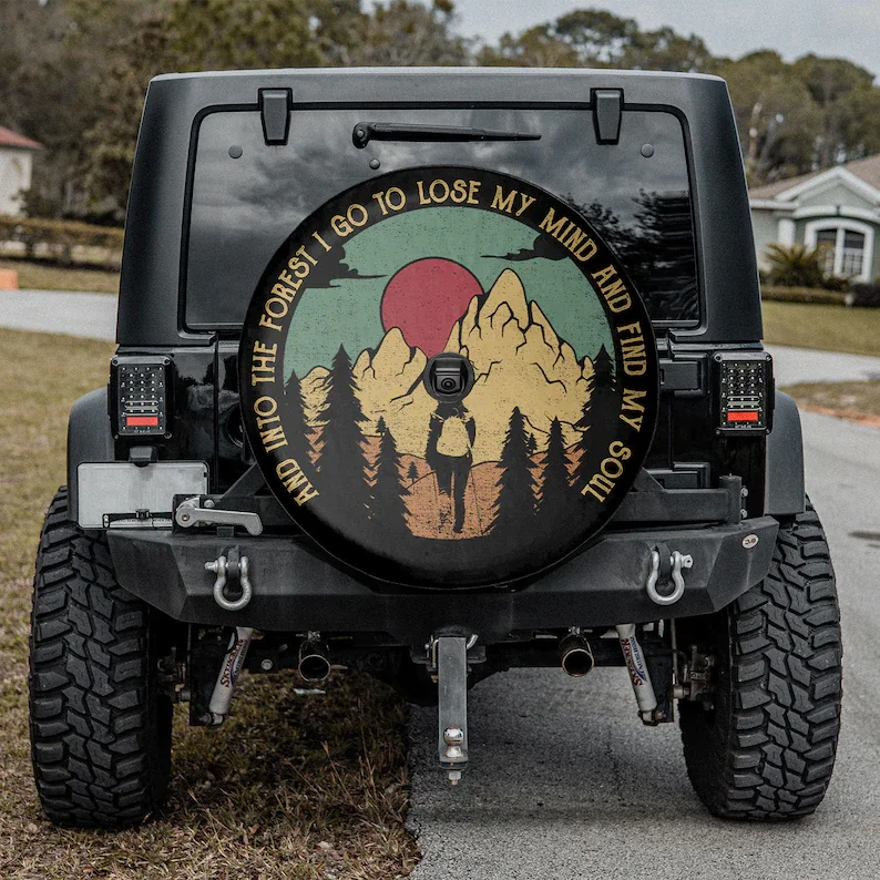 

Camper Girl - And Into The Forest I Go Custom Tire Cover, Great Gift, Gift for her, Car Accessories, Spare Tire Cover, Valentine