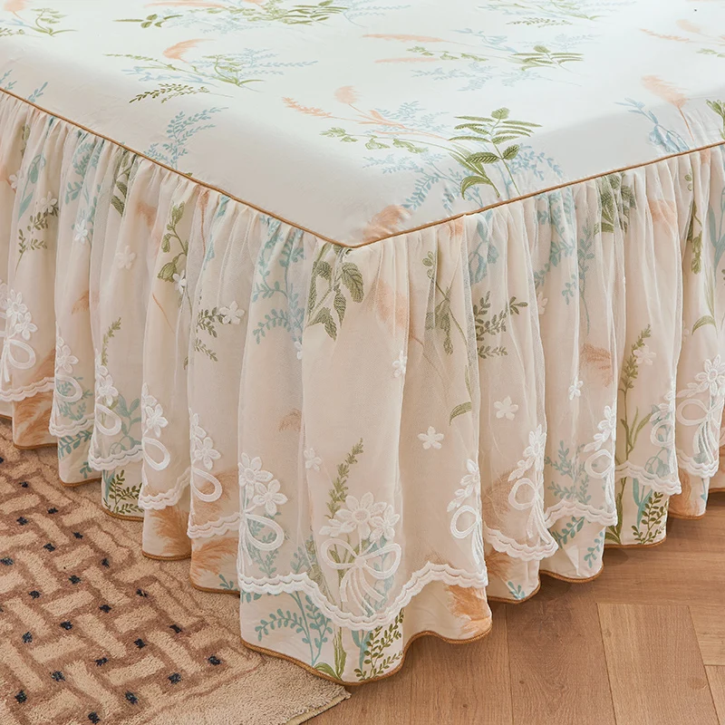 Хлопковая юбка-кровать Покрывало Нескользящее покрывало из чистого хлопка