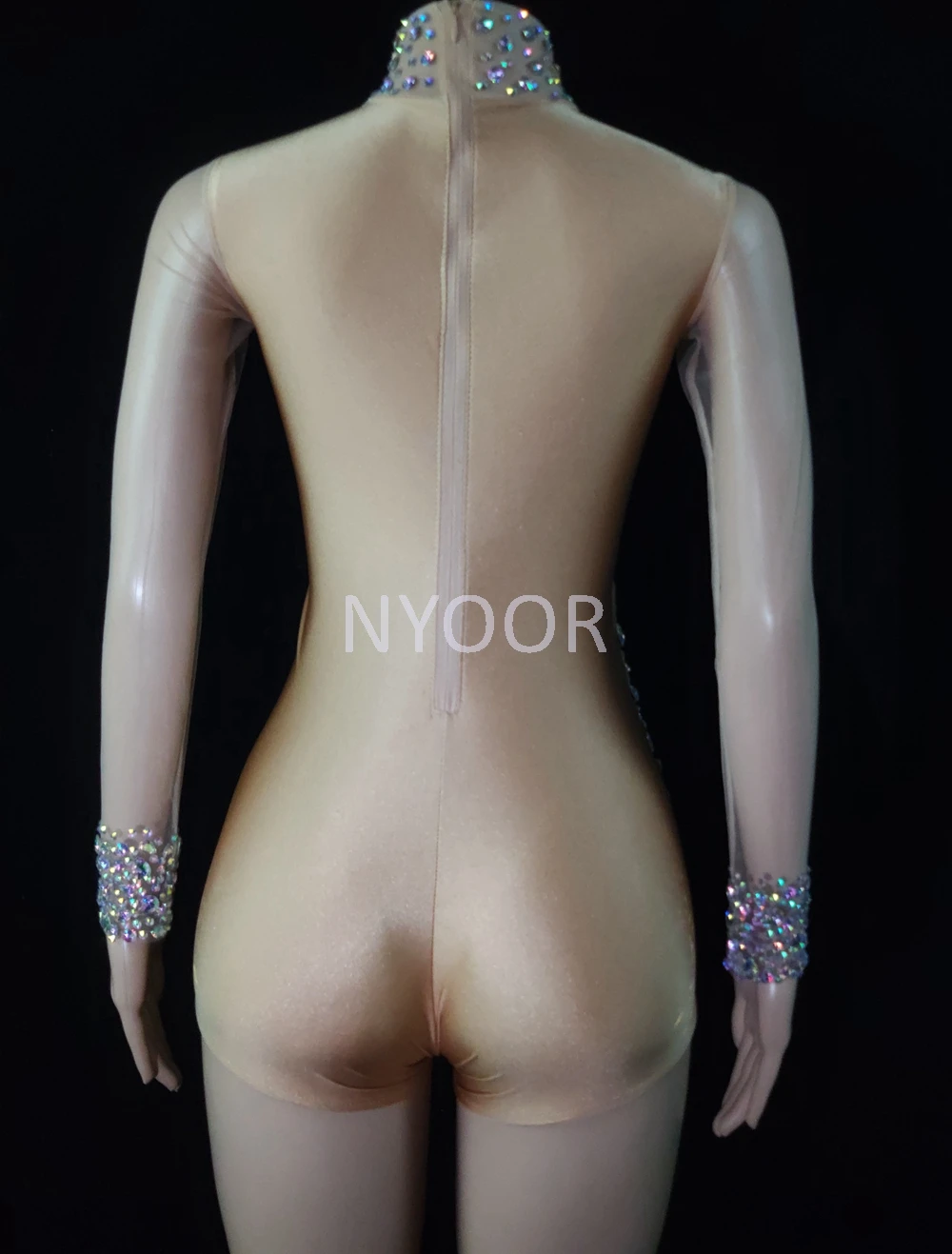 Luxurious AB Rhinestones Leotard Sexy See Through Crystal Dance Costume Women Nightclub Party Birthday Outfit Show Stage Wear