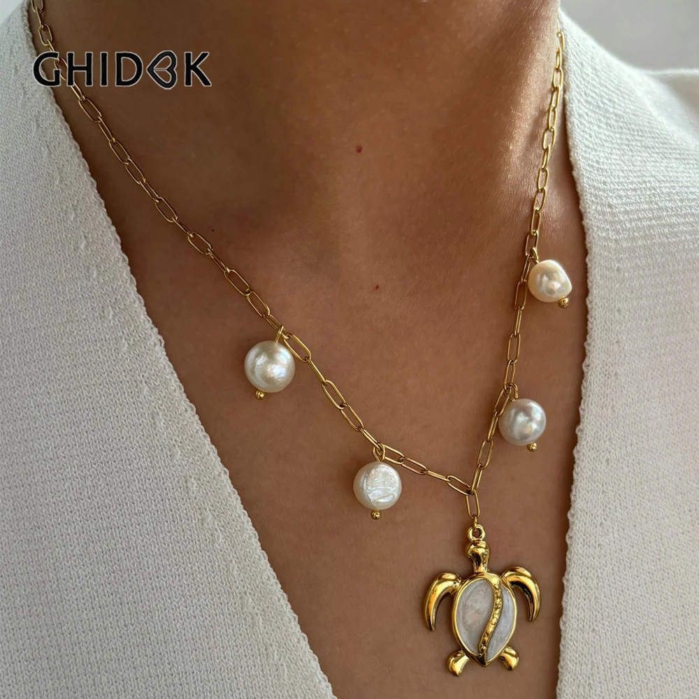 GHIDBK Высокое качество уникальная белая эмаль черепаха натуральный пресноводный