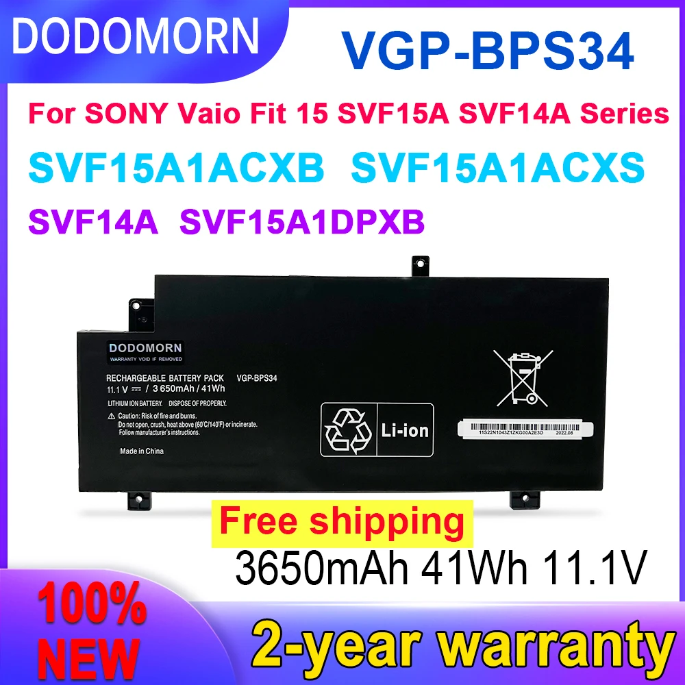 DODOMORN Новый высококачественный аккумулятор VGP-BPS34 для SONY Vaio Fit 15 SVF15A SVF14A серии