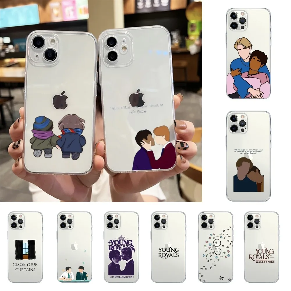Чехол для телефона Young Royals Simon And Wilhelm Iphone 15 11 13 14 Pro Max 7 8 Plus X Xr Xs 16pro 12 mini прозрачный