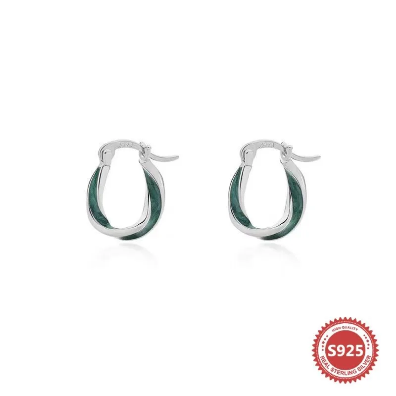 Серьги-гвоздики из серебра 925 пробы с капелькой