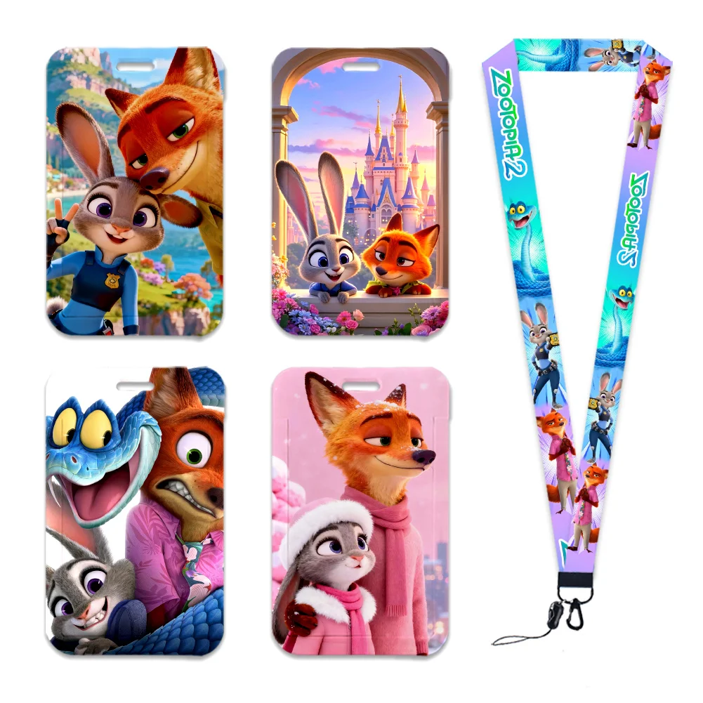 Фото Новый держатель для идентификационных карт Judy Zootopia 2, ремешки для дверных пропуска, чехол для карт, подвесной держатель для значка на веревке, шейный ремешок, значок для карт, подарок №1
