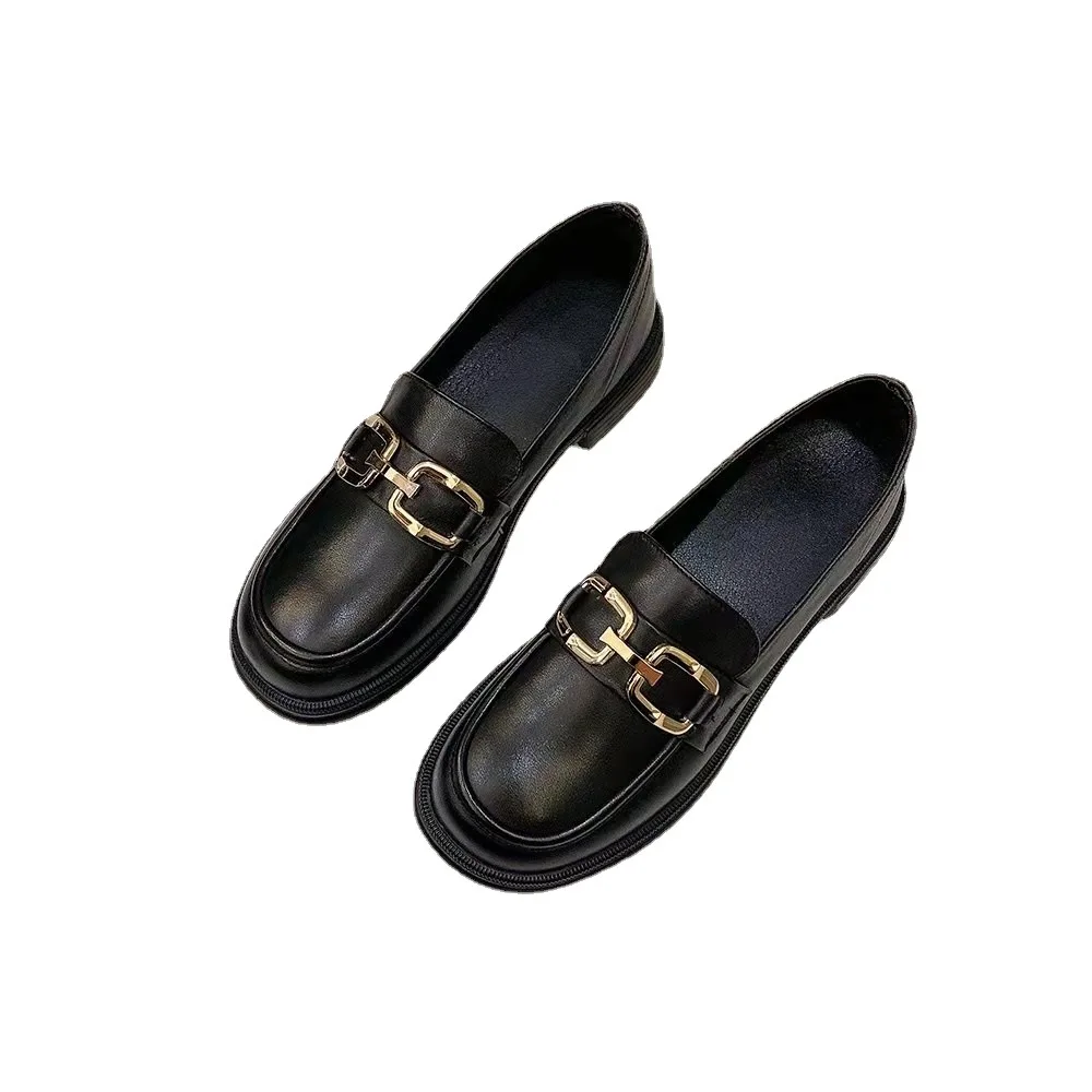 Women Leather Shoes  Casual  Genuine  Solid Color Round Set of Feet Non-slip Breathable  Loafers