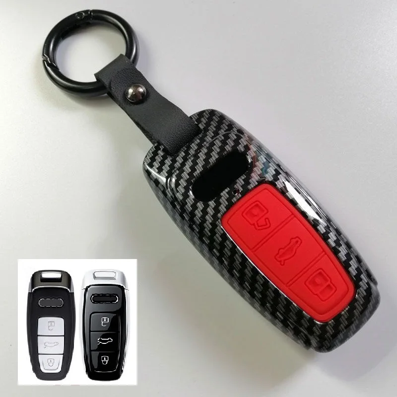 

Чехол для автомобильного ключа из АБС-пластика, силиконовый защитный чехол из углеродного волокна для Audi A3, A4, A5, A5, A6, A8, C5, C6, 8L, 8P, B6, B7, B8, RS3, Q3, Q7, TT, 8 В, брелок для ключей