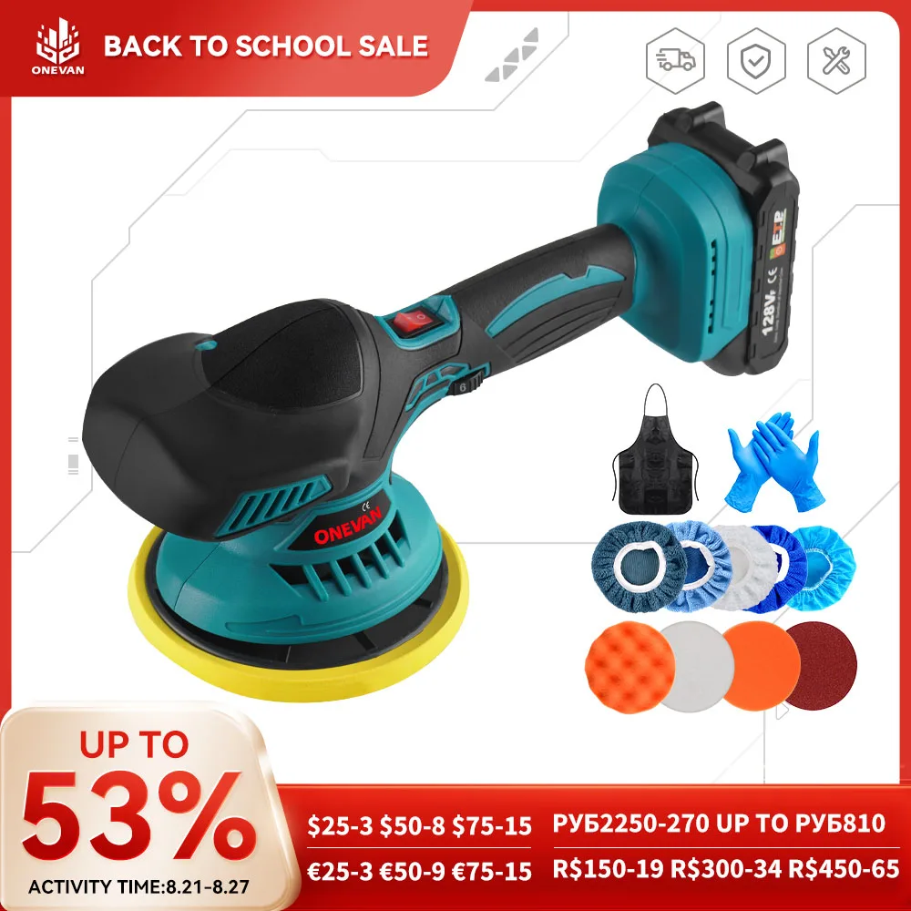 ONEVAN Cordless Car Polisher Electric Polisher Wireless Automobile Car Polishing Sealing Glaze Machine For Makita 18v Battery
