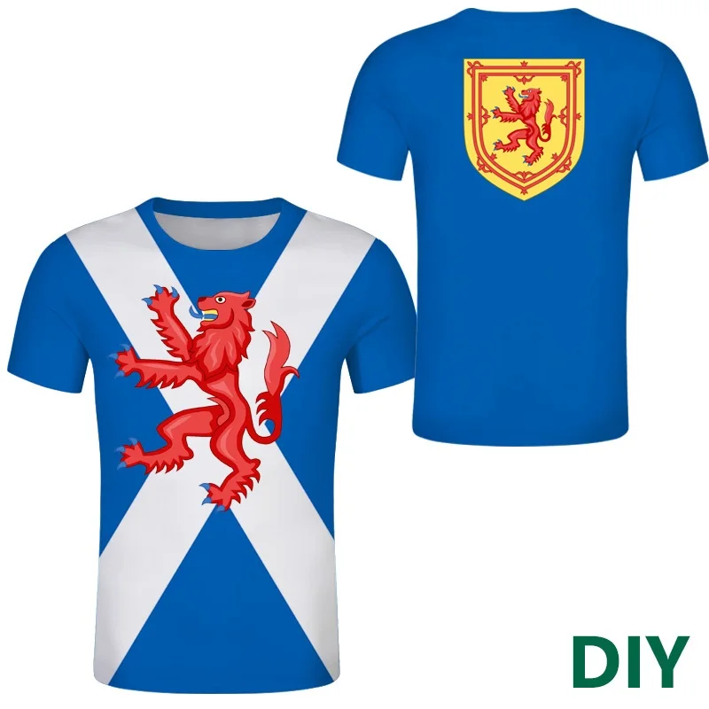 

United Kingdom Custom DIY Tshirts UK Nation Flag Man Summer Tee Shirt Scotland Flag Customize Alba Gu Brath Sky Blue Clothing