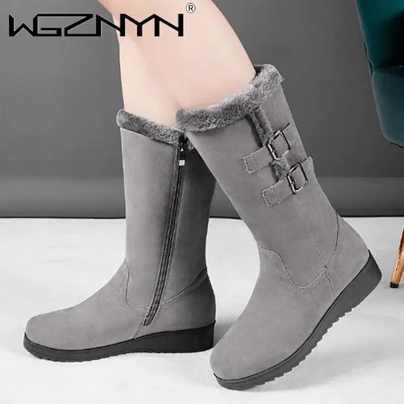 

Новинка, женские зимние сапоги, зимние женские сапоги, толстая плюшевая молния, Нескользящие сапоги до бедра, модная теплая женская зимняя обувь на меху 2022