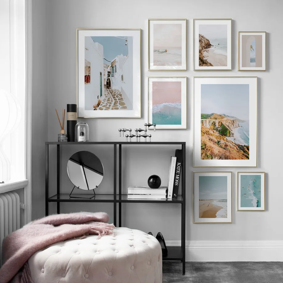 

Mediterranean Beach Surf Cliff Palm Leaf Street Wall Art Canvas Painting Nordic Posters And Print Decor Pictures For Living Room