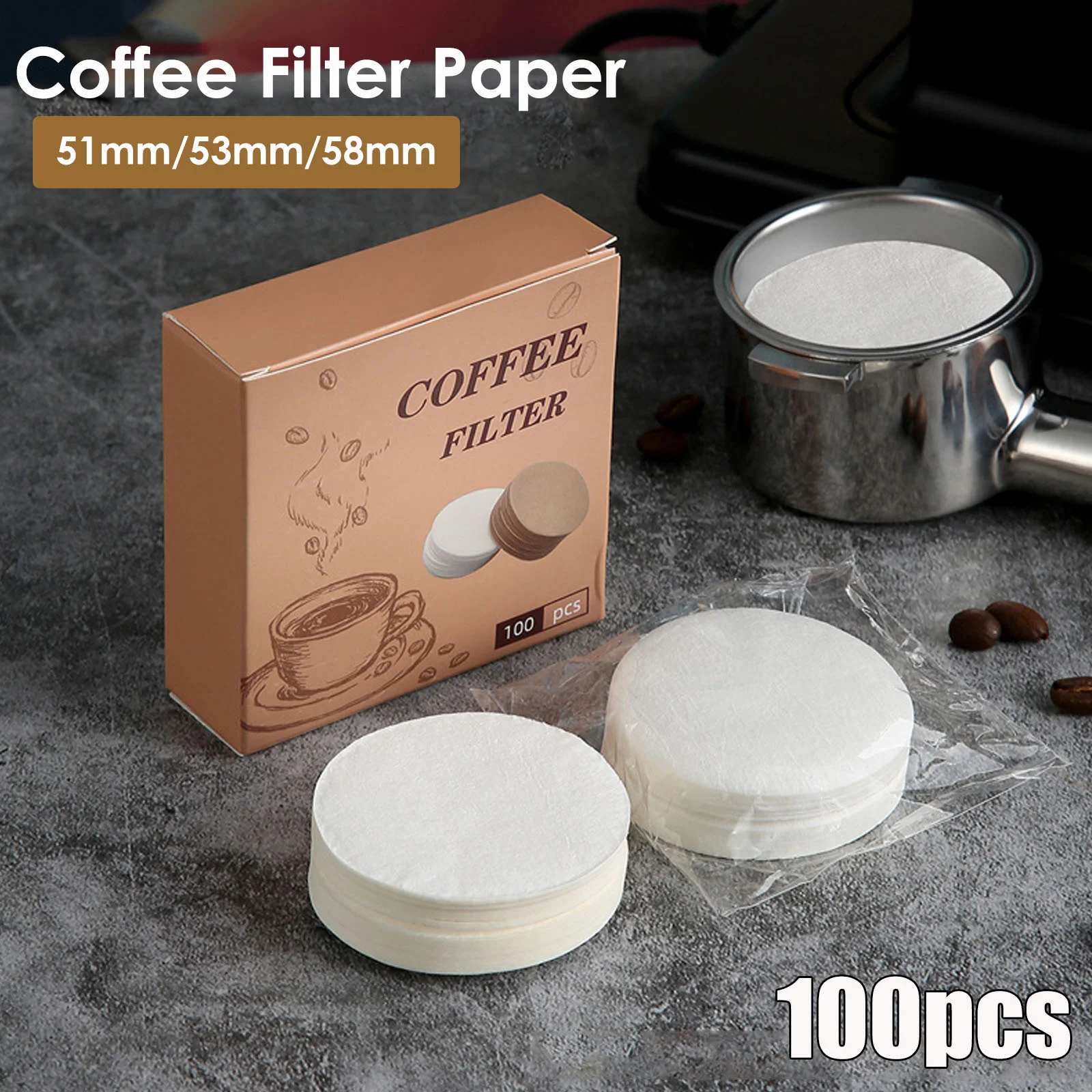 

51mm/53mm/58mm Coffee Filter Paper Home Handle Special Powder Bowl Filter Paper Secondary Water Filter Paper Coffee Accessories