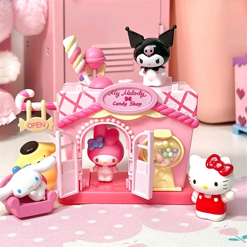 Sanrio Colorful Town Series Kuromi Cinnamoroll Hello Kitty штабелируемый игровой домик с видом на улицу