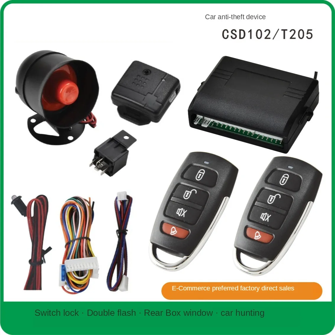 

Car Alarm Vehicle System 1-Way Universal Protection Security System Keyless Entry Siren + 2 Remote Control Burglar